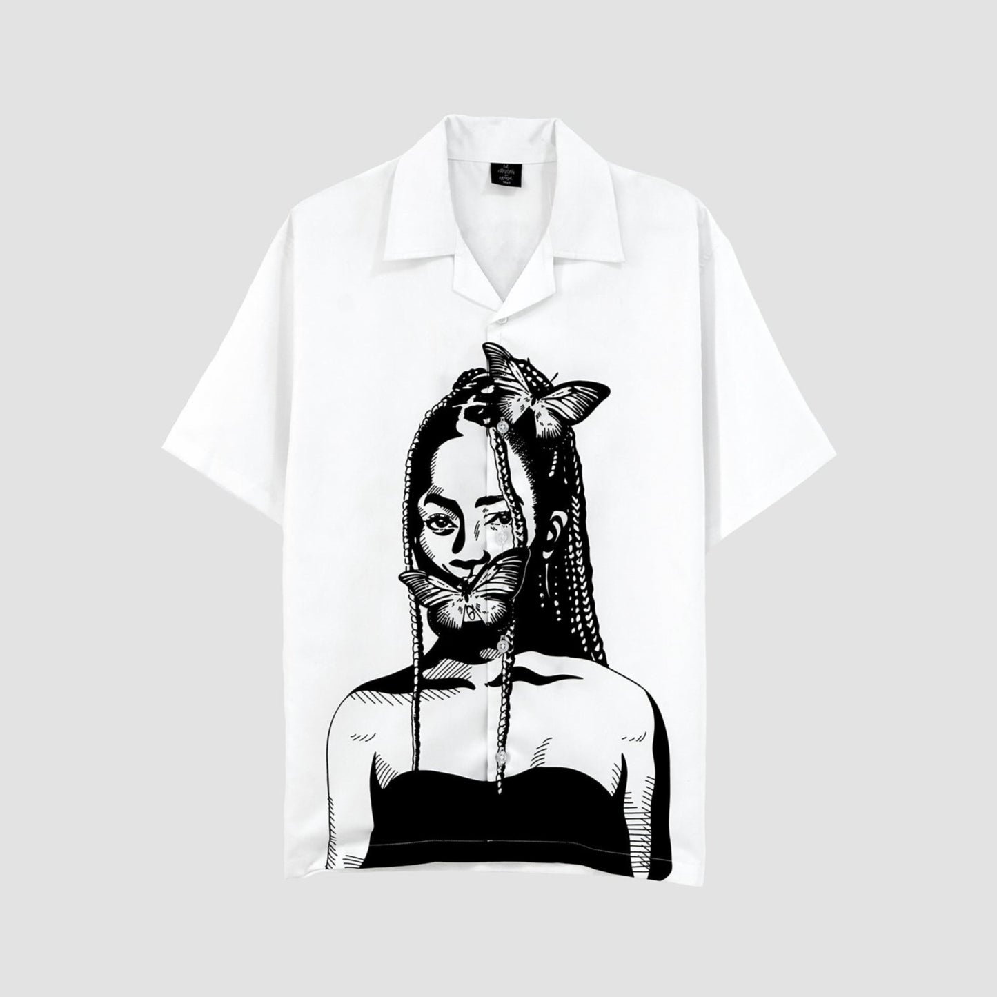 Front view of Syd's button-up