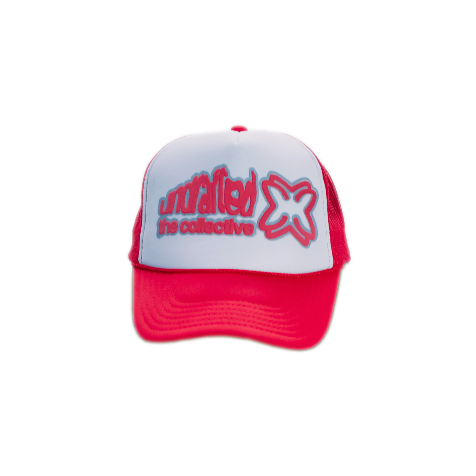 'varsity' RED LOGO TRUCKER